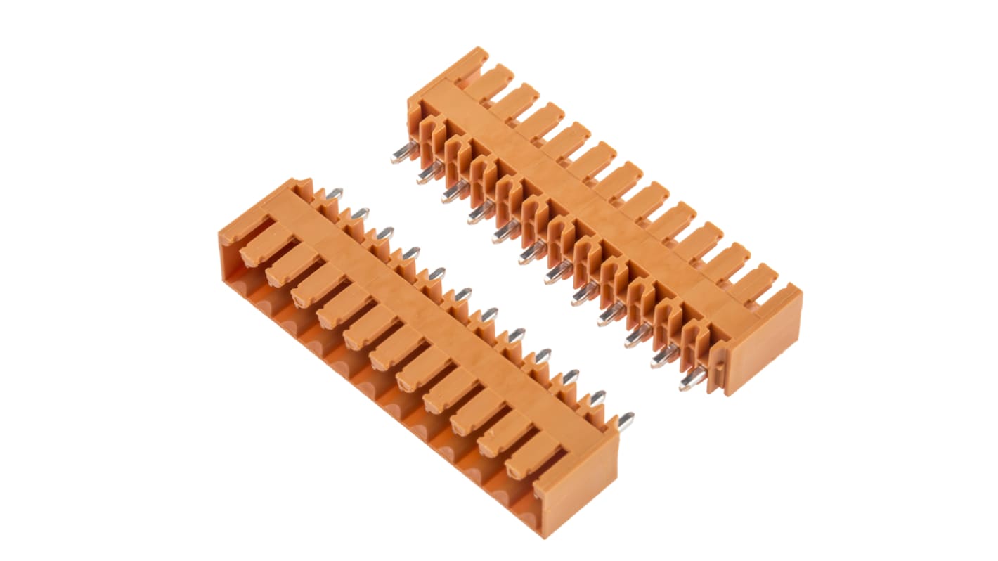 Weidmuller 12p插拔式接线端子 直向排针, 3.5mm间距, 17.0A, 320.0 v, THT安装, 焊接端接, OMNIMATE SL系列