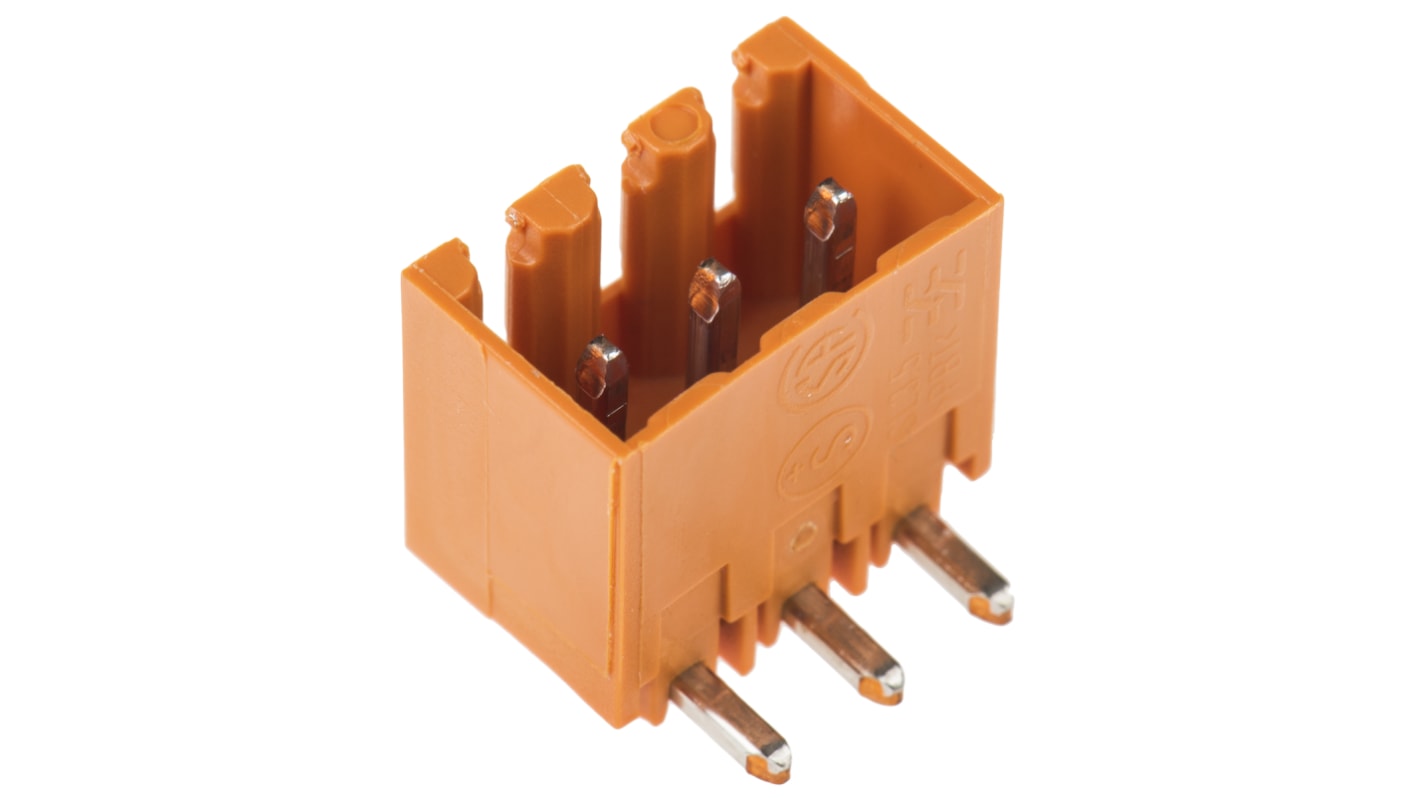 Weidmuller, 3.5mm Pitch, OMNIMATE SL, 3 Way, Right Angle, Pluggable Terminal Block, Header, Through Hole, Solder