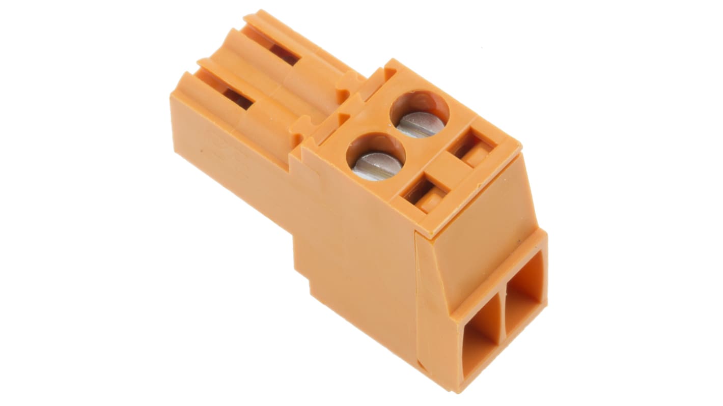 Weidmuller 2p插拔式接线端子 直向插头, 3.5mm间距, 17A, 320 V, 电缆安装, 螺钉端接, 橙色, BL系列