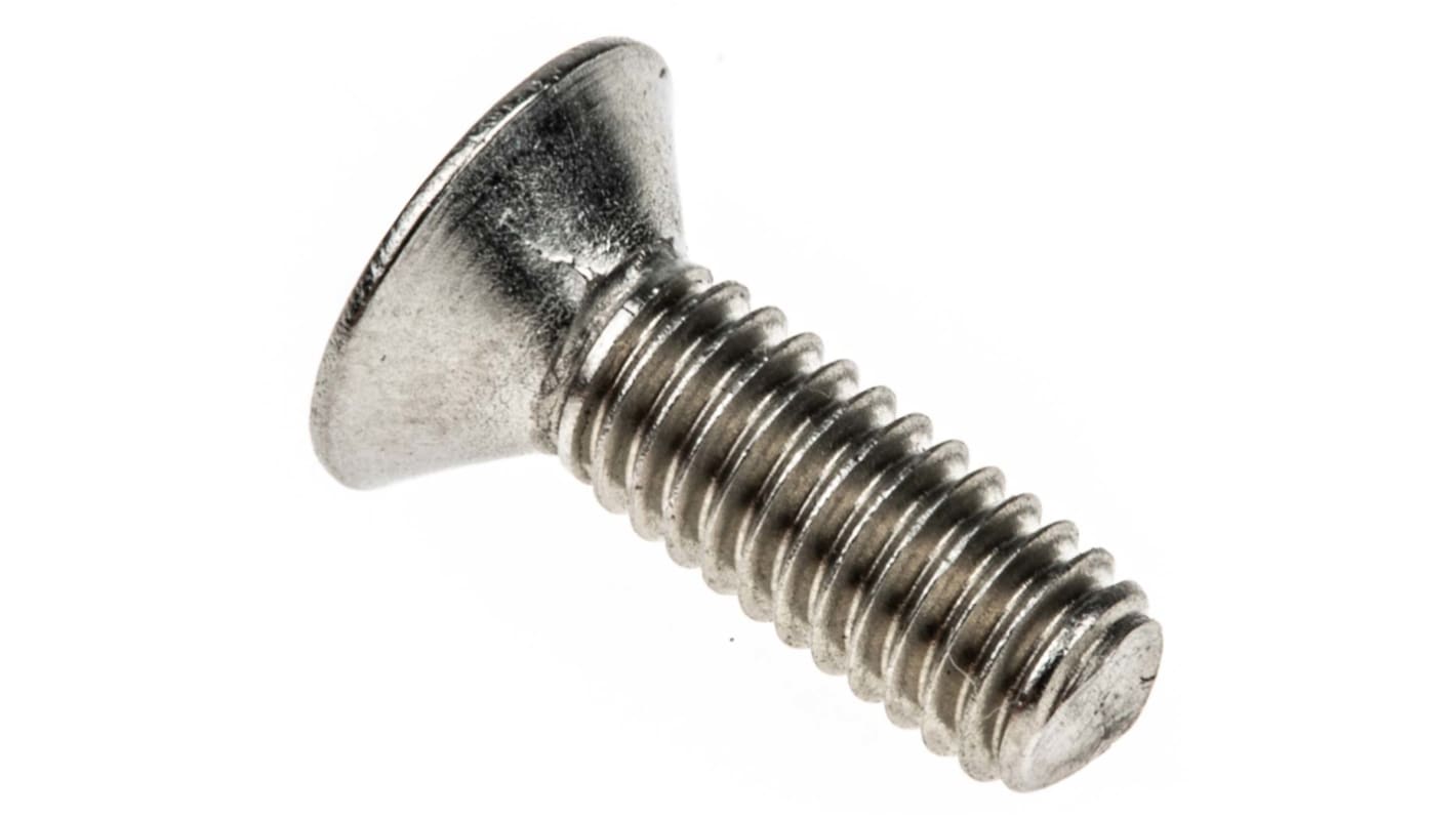 RS PRO Plain Stainless Steel Hex Socket Countersunk Screw, ISO 10642, M4 x 12mm