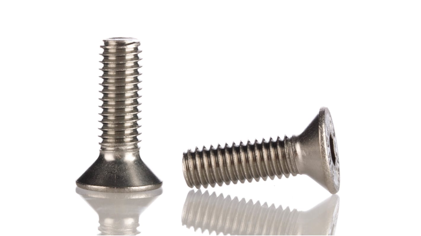 RS PRO Plain Stainless Steel Hex Socket Countersunk Screw, ISO 10642, M5 x 16mm