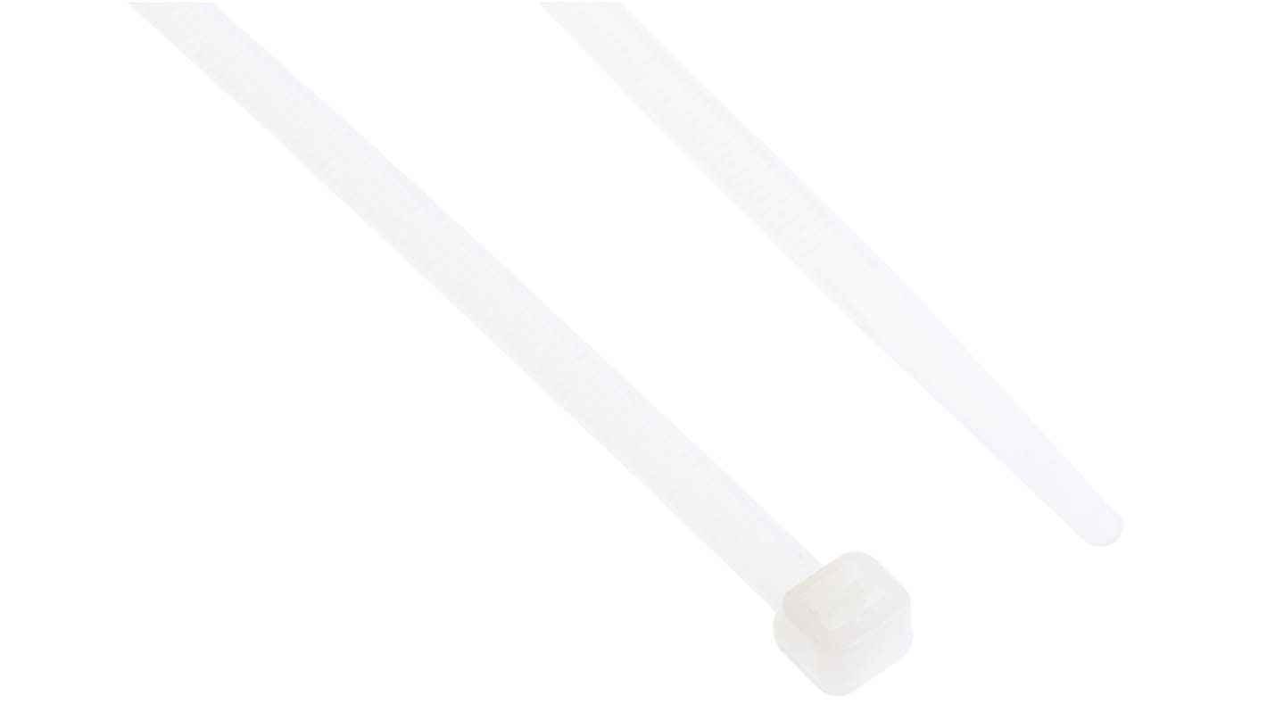 RS PRO Cable Tie, 368mm x 4.8mm, Natural Nylon, Pk-100