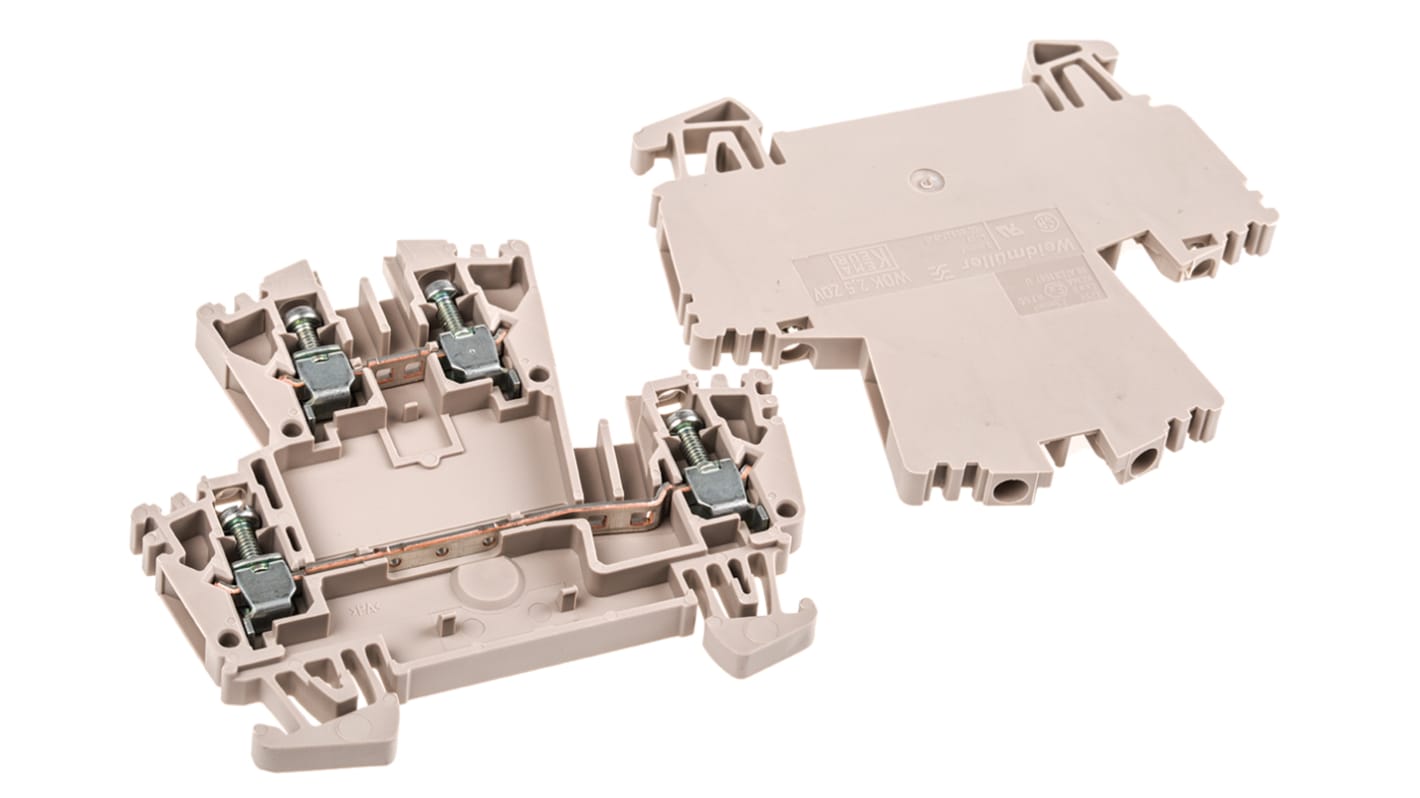 Weidmüller WDK Series Brown Feed Through Terminal Block, 2.5mm², Double-Level, Screw Termination
