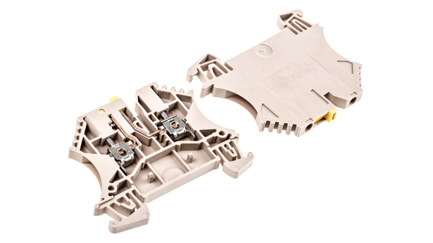 Weidmuller 单层测试断开端子排, 24A, 500 V, 2.5mm²CSA, 螺钉端接, 深米色, WTR系列