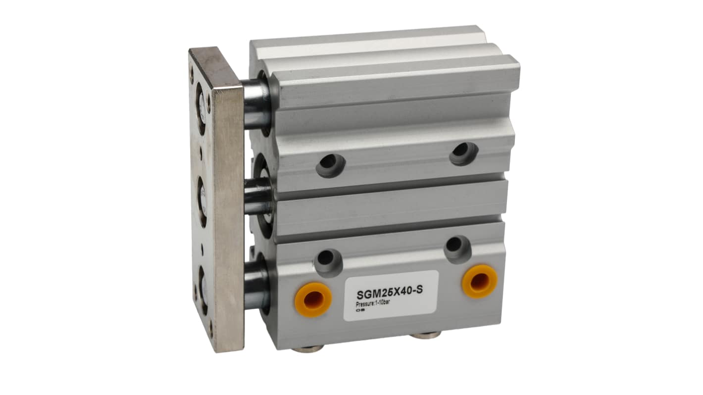 RS PRO Pneumatic Guided Cylinder - 25mm Bore, 40mm Stroke, Double Acting