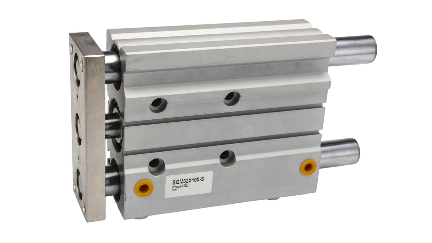 RS PRO Pneumatic Guided Cylinder - 32mm Bore, 100mm Stroke, Double Acting