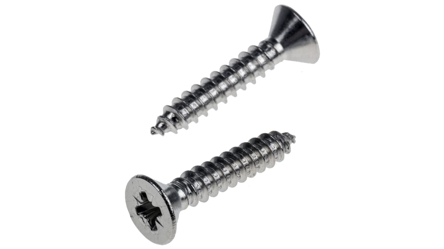 Tornillo autorroscante de cabeza avellanada con huella Pozi RS PRO, rosca UTS 10, long. 25mm, de acero inox