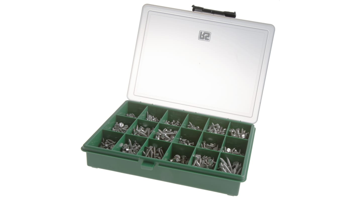 RS PRO Stainless Steel 890 Piece Slot Drive Screw/Bolt Kit