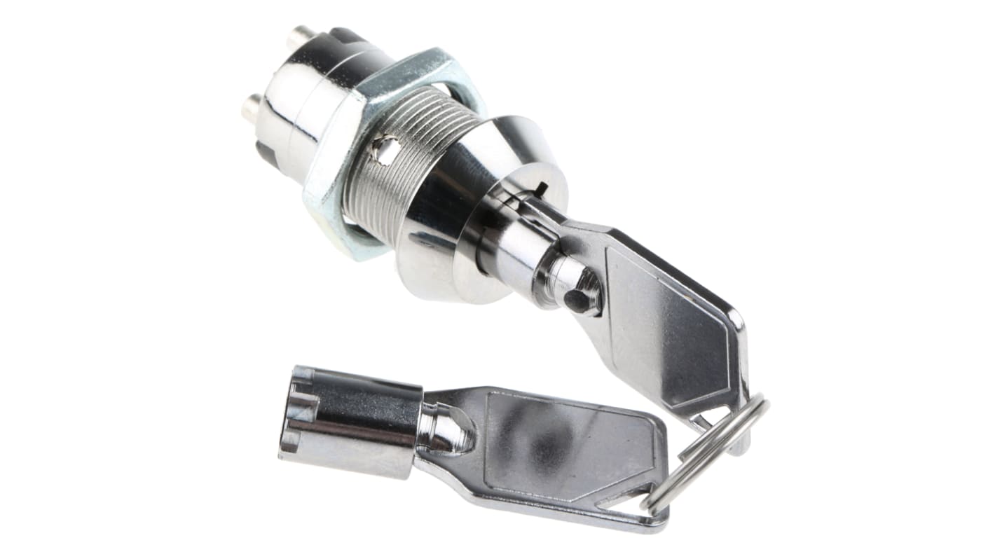 Lorlin Key Switch, SPST, 2 A@ 250 V ac 2-Way Tubular-Key