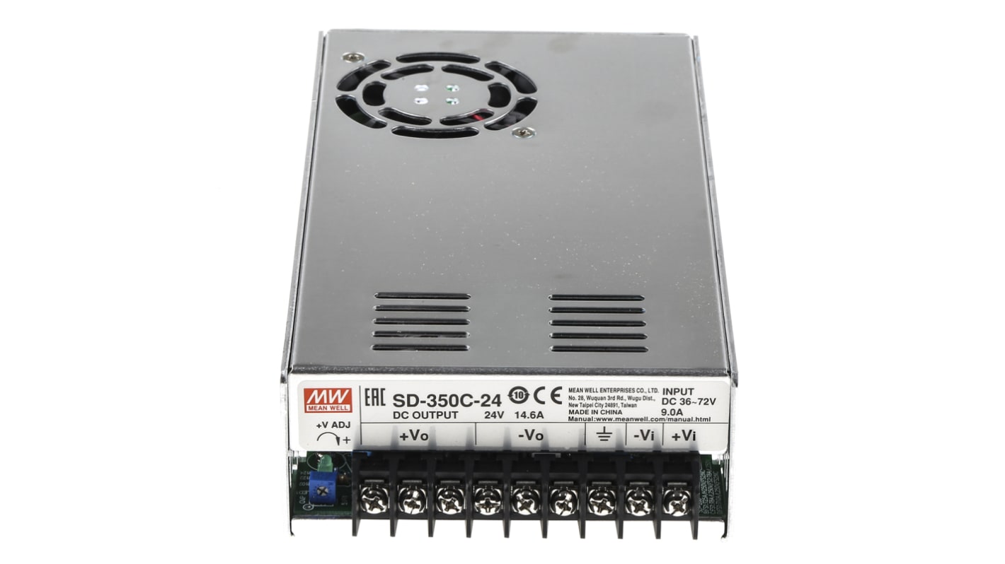 MEAN WELL DC-DC Converter, 24V dc/ 14.6A Output, 36 → 72 V dc Input, 350W, Chassis Mount, +60°C Max Temp -20°C