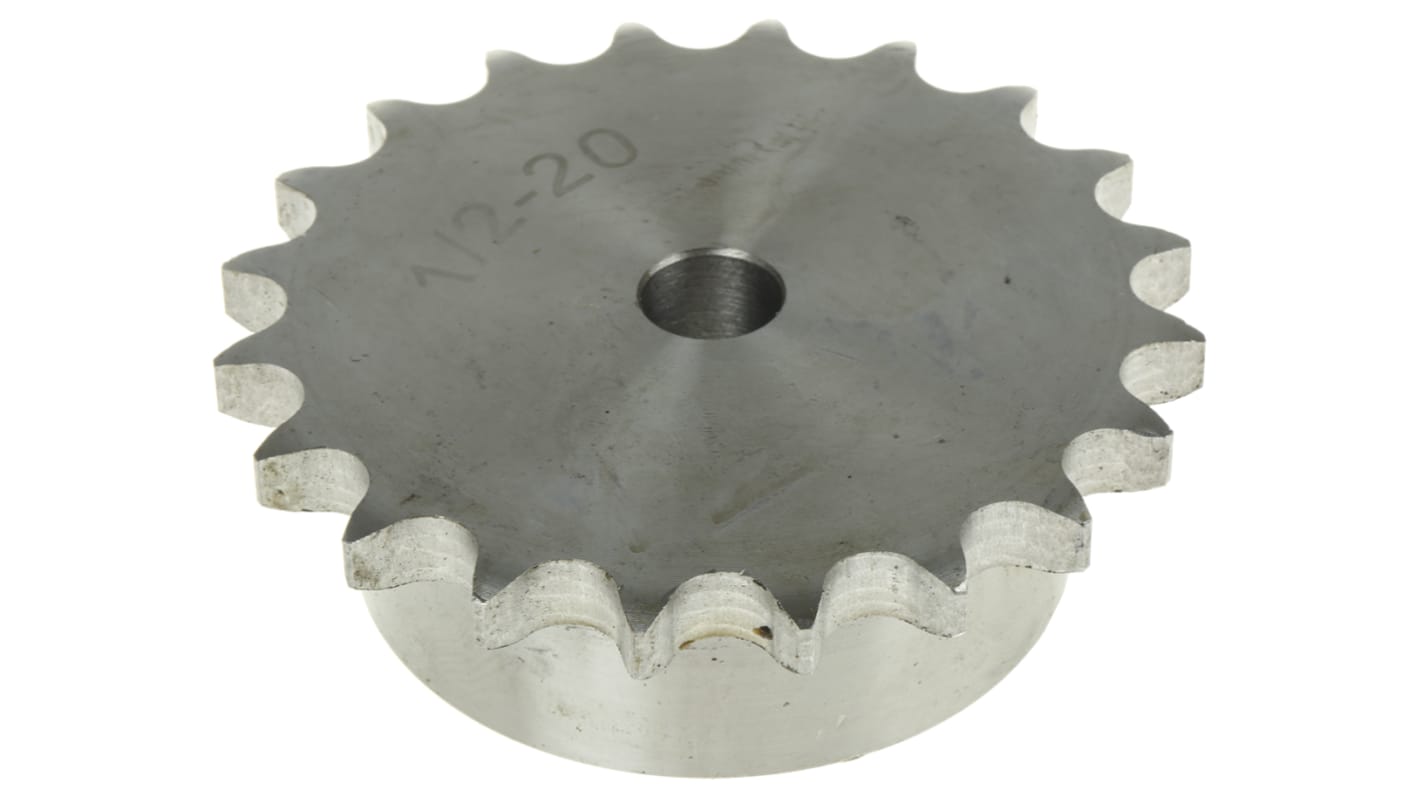 RS PRO 钢链轮, 20齿, 08B-1, 先导孔, 12mm孔径, 35mm宽