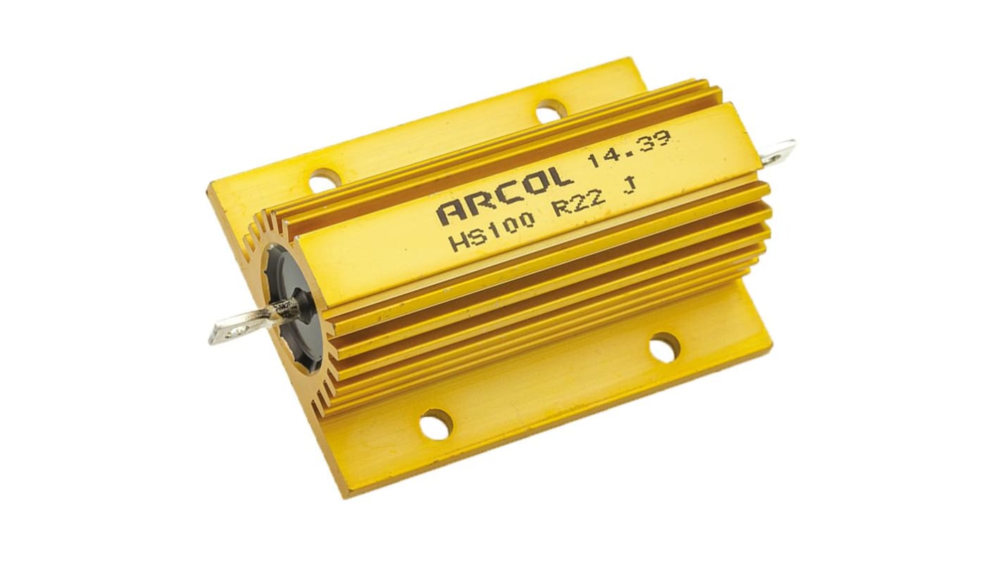 Arcol 铝壳绕线电阻, 220mΩ, 100W, ±5%容差, 轴向接端, HS100系列
