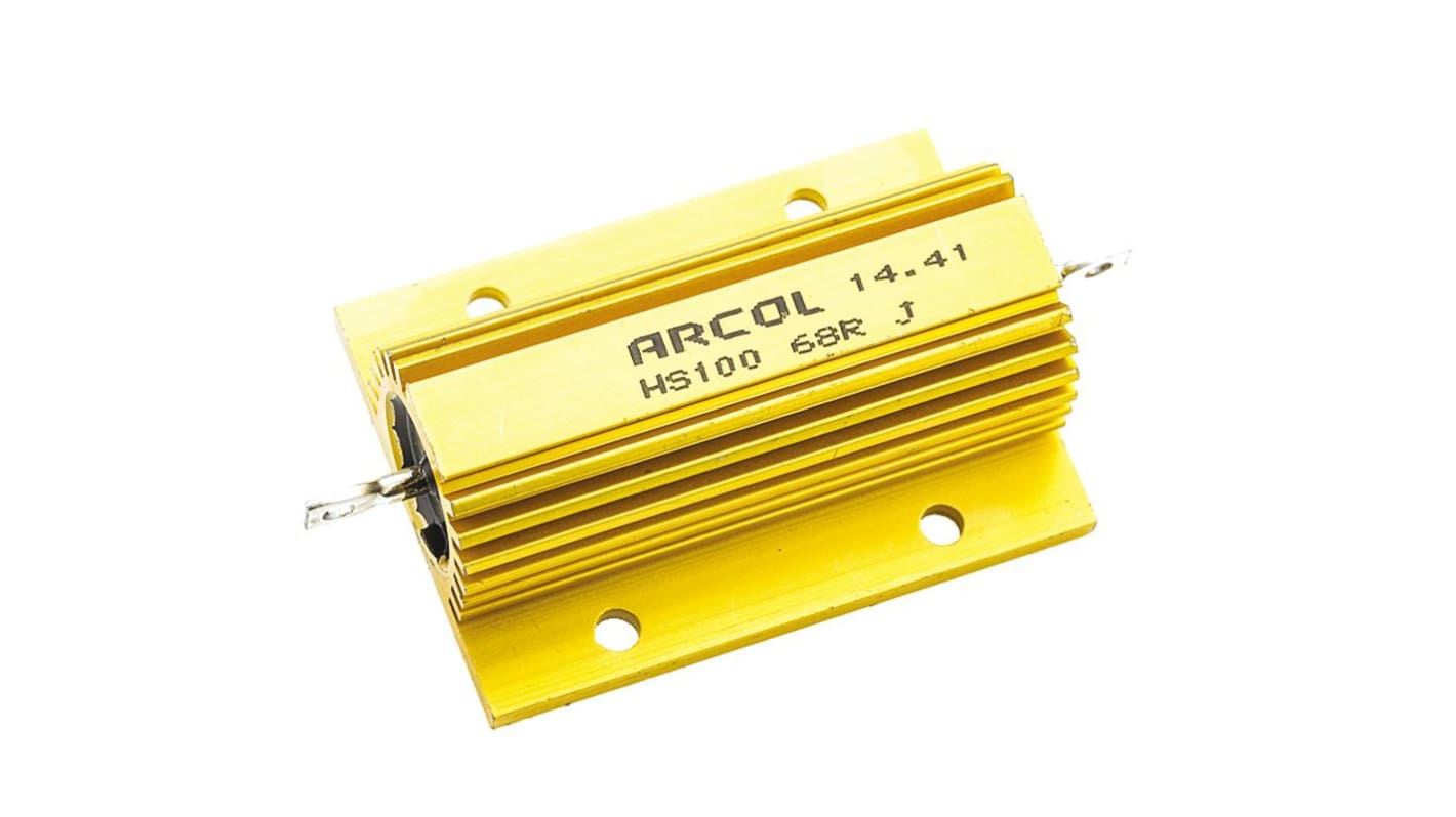 Arcol 铝壳绕线电阻, 68Ω, 100W, ±5%容差, 轴向接端, HS100系列