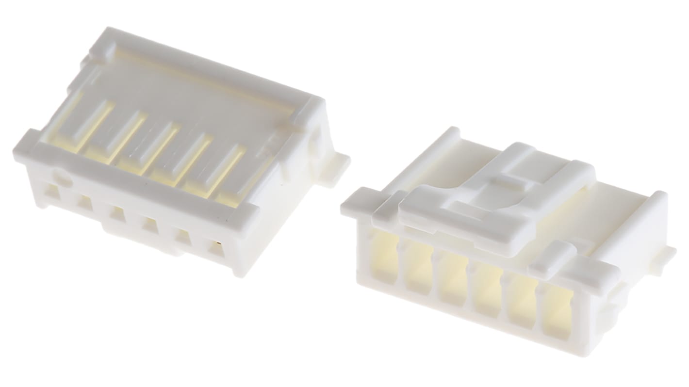 Boitier de connecteur Femelle, 6 contacts 1 rang , pas 2mm, Droit, Montage sur câble, série MicroClasp