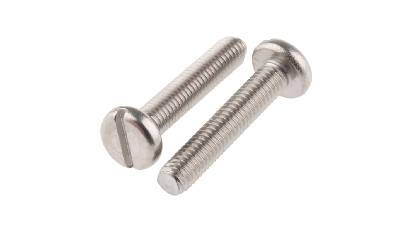 RS PRO Slot Pan A4 316 Stainless Steel Machine Screws DIN 85, M3x16mm