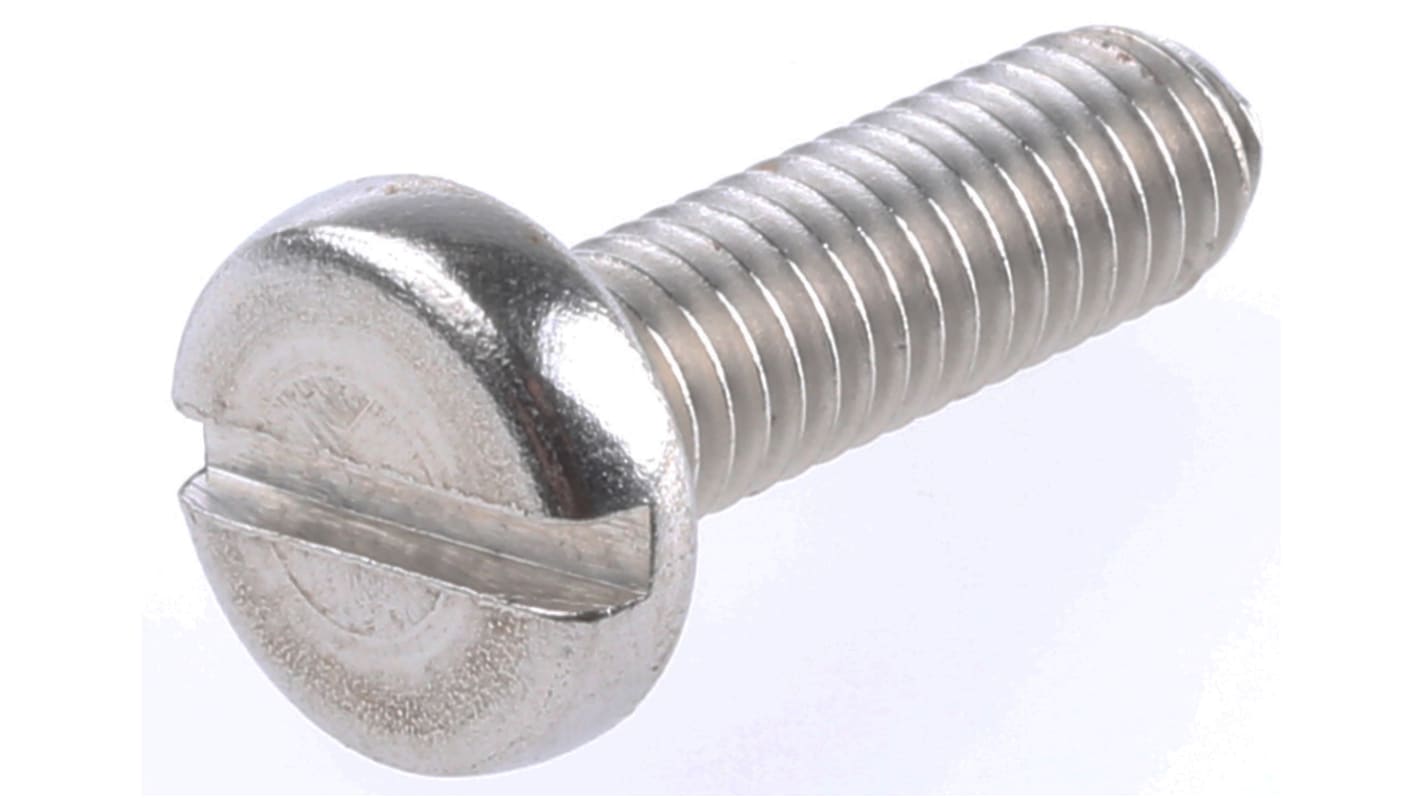 RS PRO Slot Pan A4 316 Stainless Steel Machine Screws DIN 85, M6x20.0mm