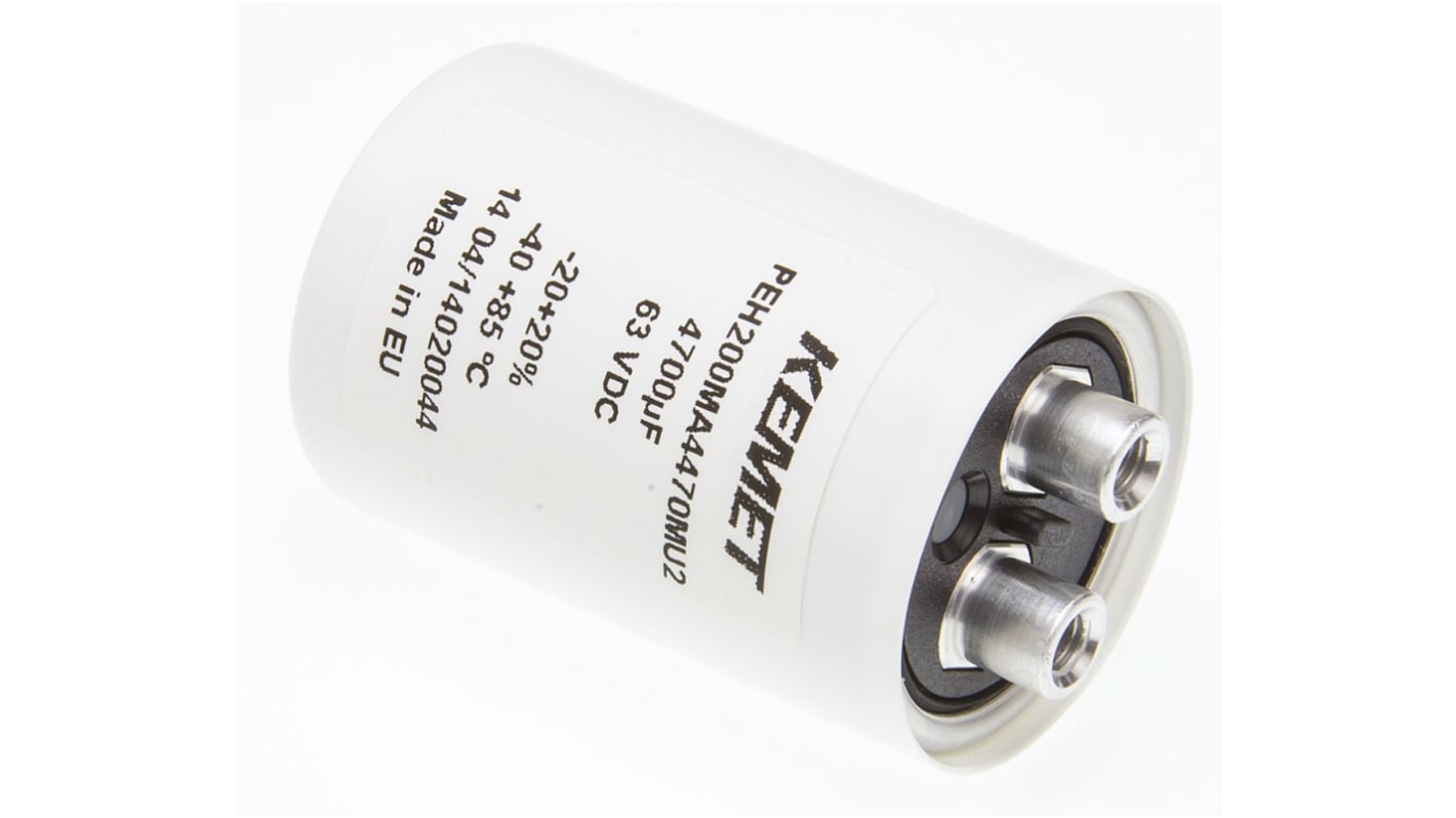 Condensateur KEMET série PEH200, Aluminium électrolytique 4700μF, 63V c.c.