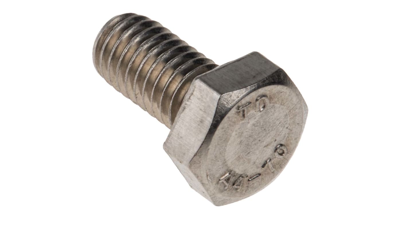 RS PRO Stainless Steel, Hex Bolt, M6 x 12mm