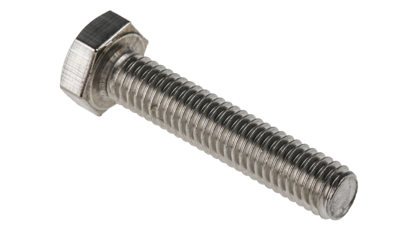 RS PRO Plain Stainless Steel Hex, Hex Bolt, M6 x 30mm