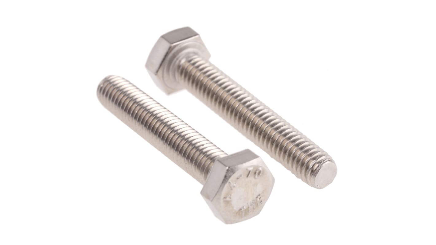 RS PRO Stainless Steel, Hex Bolt, M6 x 35.0mm