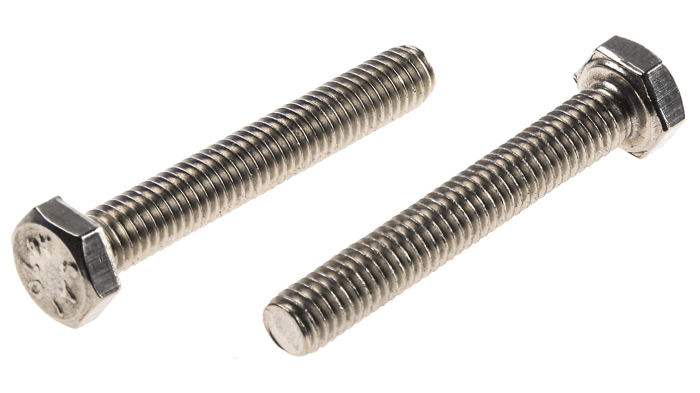 RS PRO Stainless Steel, Hex Bolt, M6 x 40.0mm