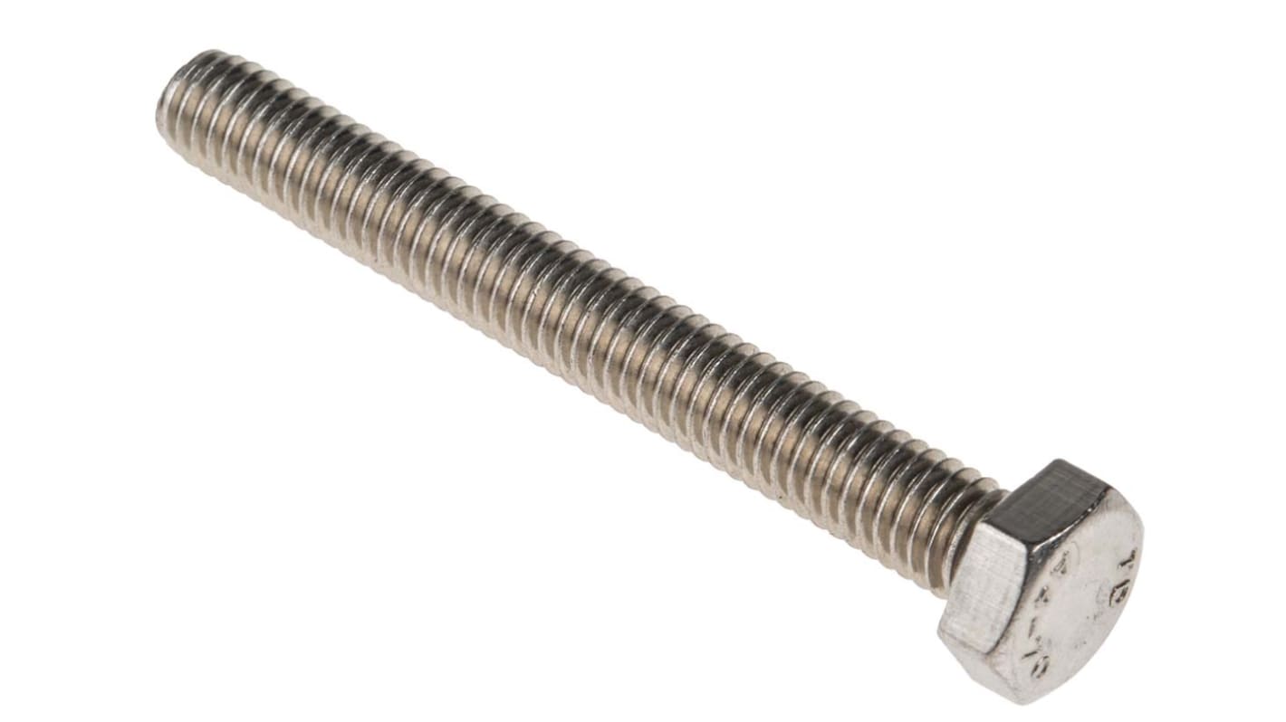 RS PRO Stainless Steel, Hex Bolt, M6 x 50.0mm