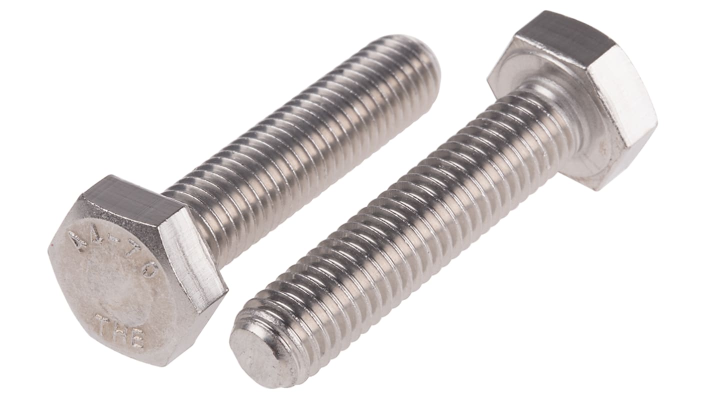 RS PRO Stainless Steel, Hex Bolt, M10 x 45.0mm
