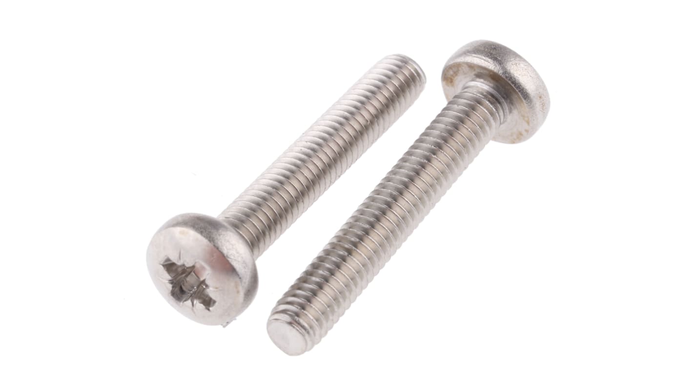 RS PRO Pozi Pan A4 316 Stainless Steel Machine Screws DIN 7985, M4x25mm