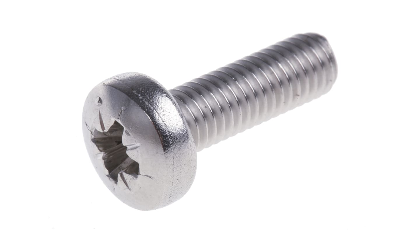 RS PRO Pozi Pan A4 316 Stainless Steel Machine Screws DIN 7985, M5x16mm