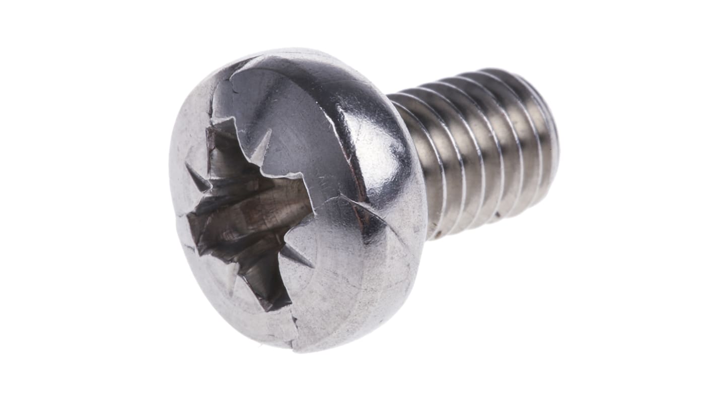 RS PRO Pozi Pan A4 316 Stainless Steel Machine Screws DIN 7985 x 10.0mm