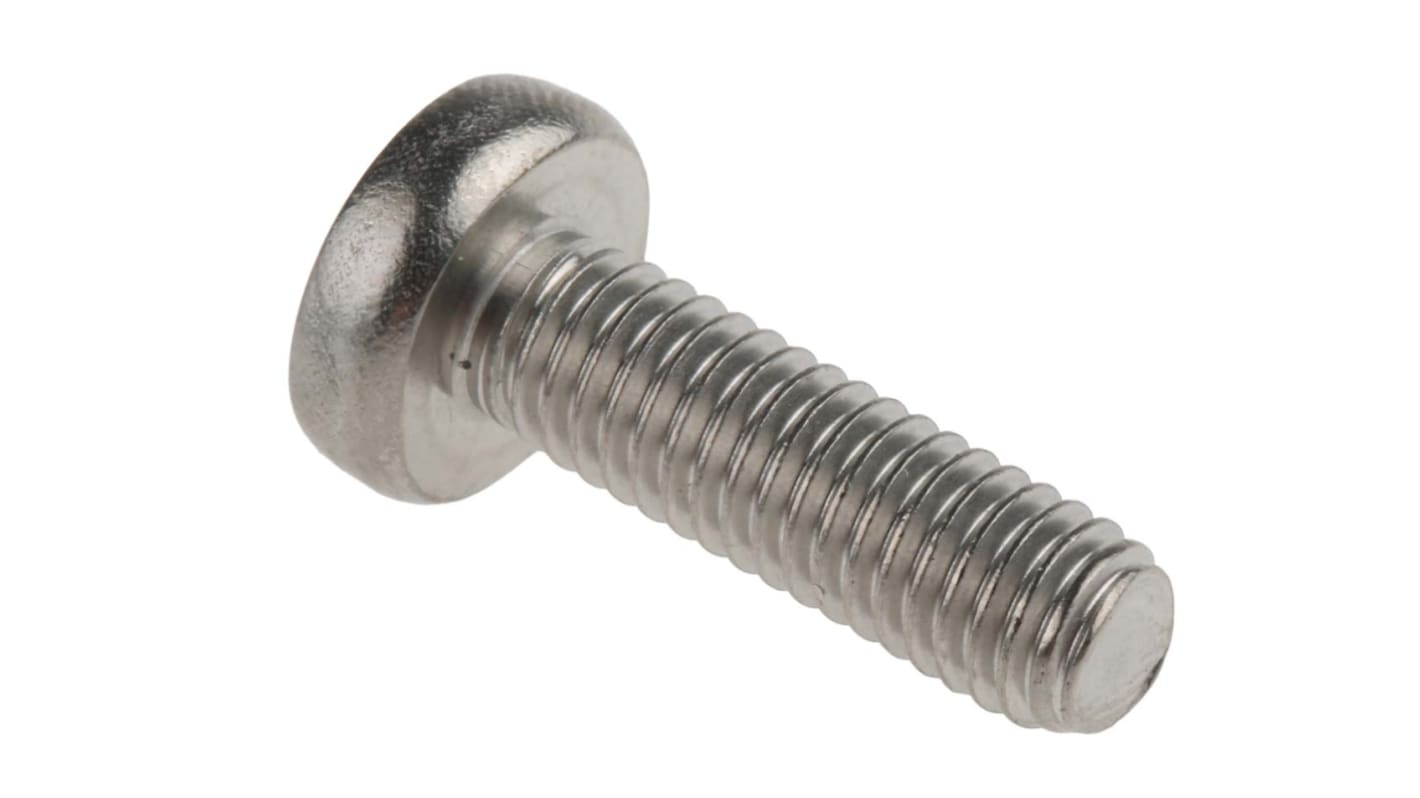 RS PRO Pozi Pan A4 316 Stainless Steel Machine Screws DIN 7985, M6x20.0mm