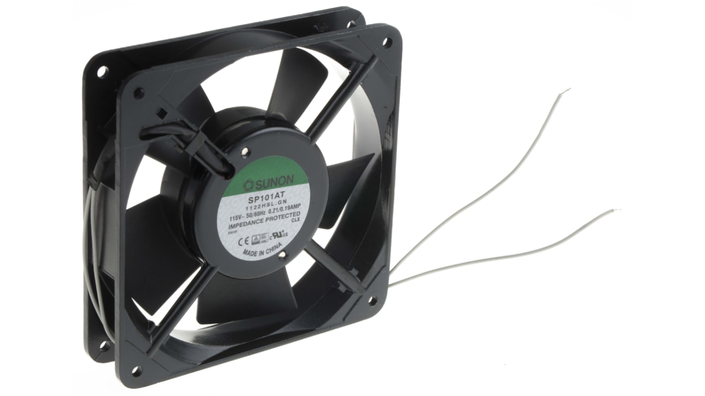 Sunon 交流轴流风机, 115 V ac电源, 109m³/h, 18W, 最大190mA, 2300rpm, 120 x 120 x 25mm, SP系列
