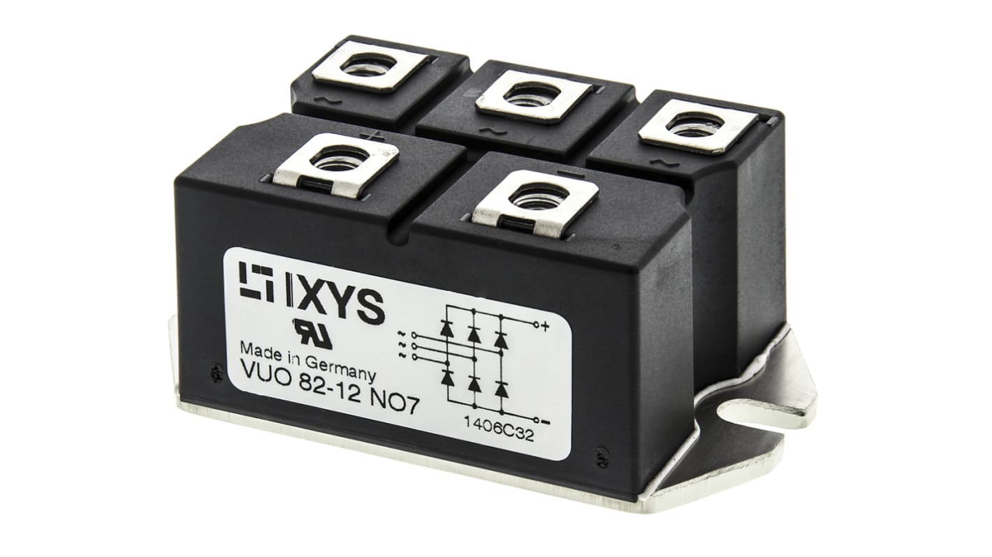 Modulo raddrizzatore ponte, Trifase, IXYS, Ifwd 88A, VRRM 1200V, PWS D, Montaggio a pannello, 5 Pin