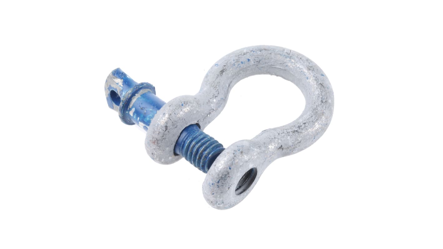 RS PRO 镀锌钢弓形卸扣, 螺栓销, 0.75t安全负荷, 扣体直径7.85mm, 开口宽13.5mm, 横销直径9.65mm