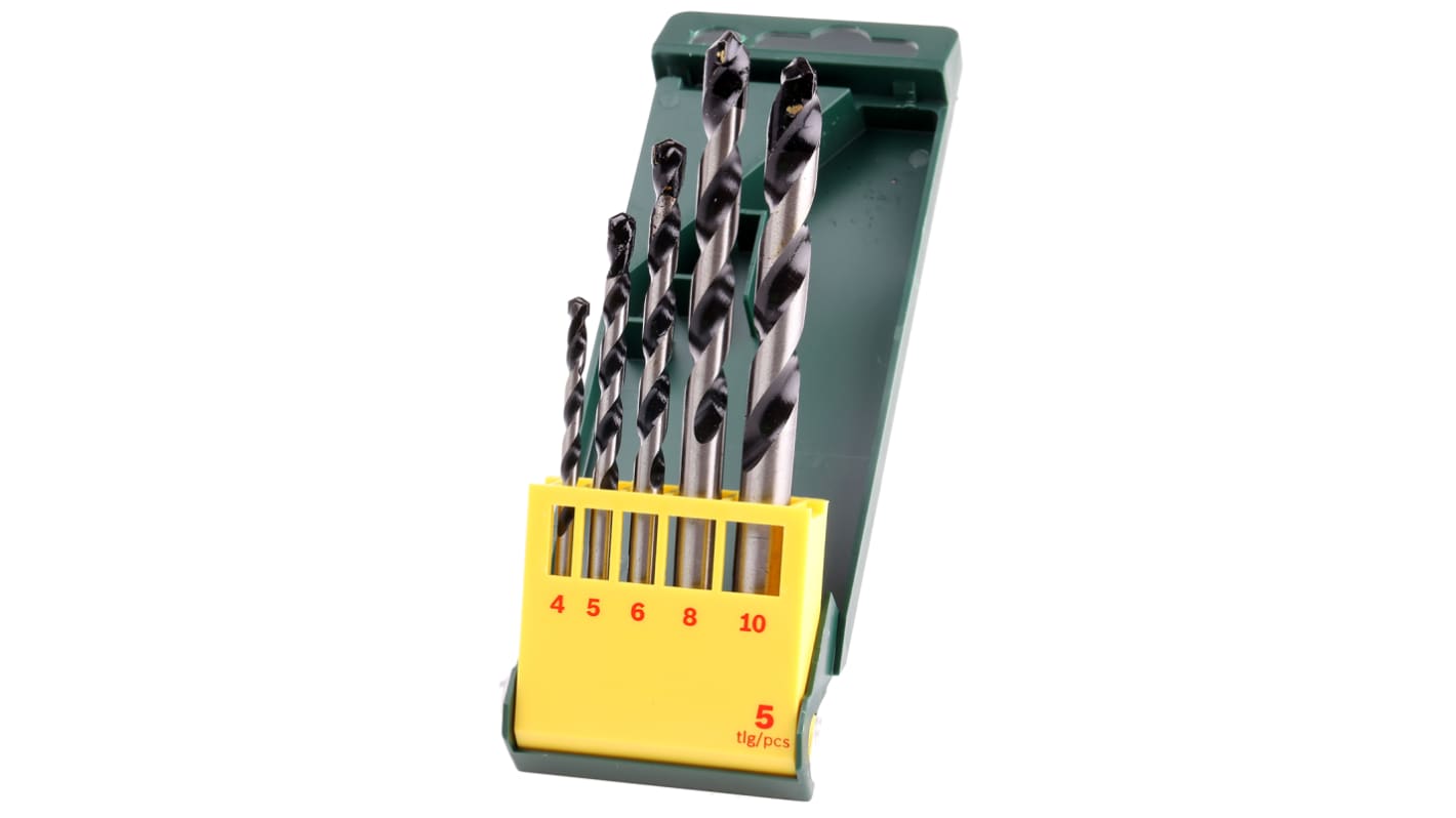 2607019444 Bosch 5 Piece Twist Drill Bit Set for Masonry 10mm Max 4mm Min Tungsten Carbide Tipped Bits RS