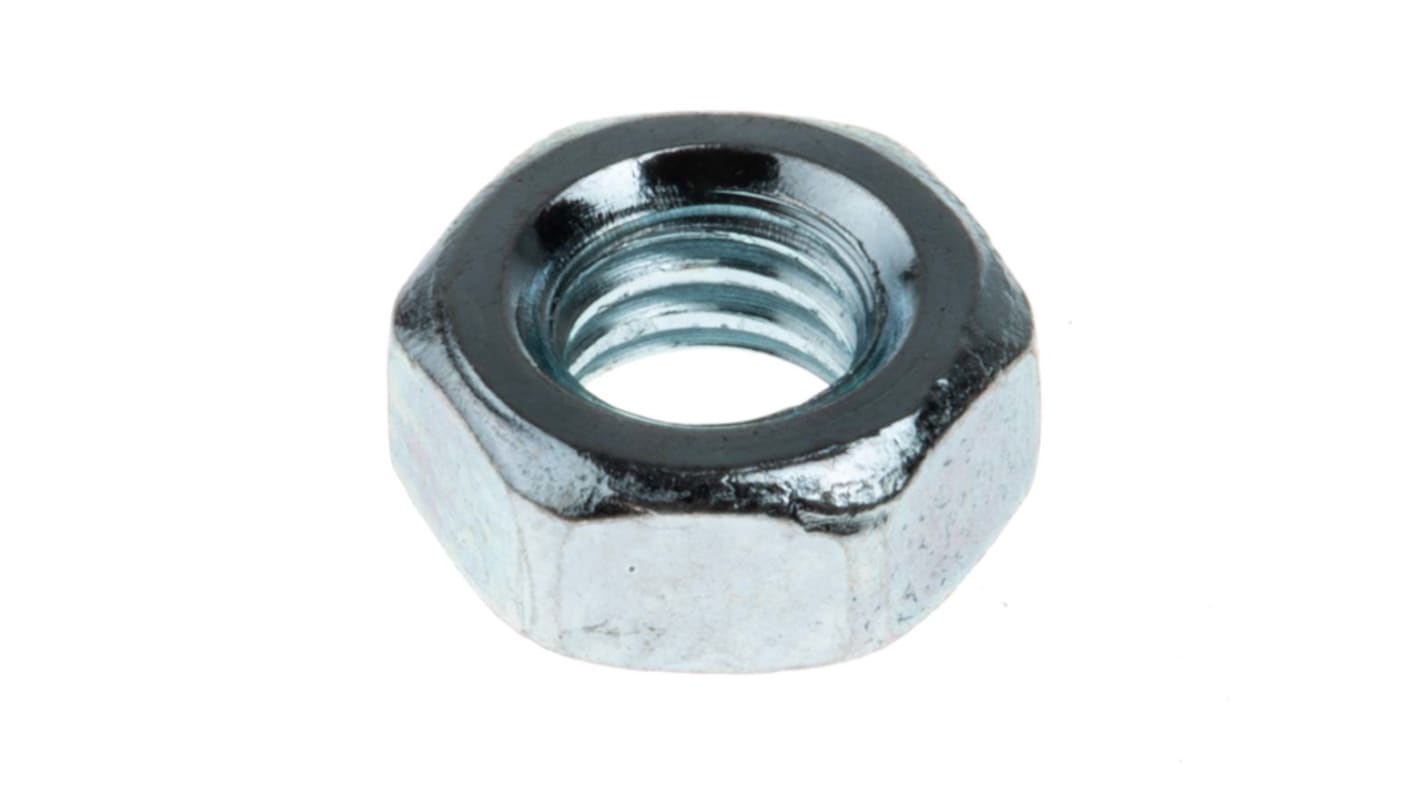 RS PRO, Bright Zinc Plated Steel Hex Nut, DIN 934, M4