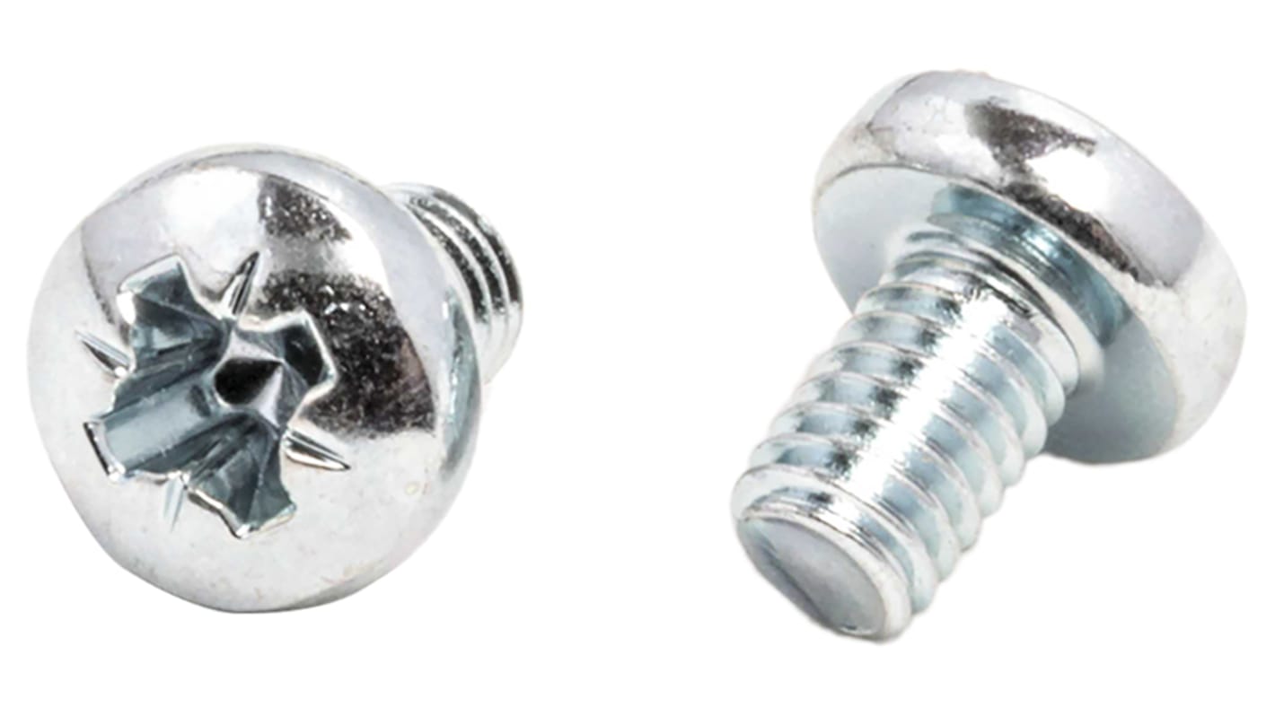 RS PRO Pozi M4 Pan Steel Machine Screws DIN 7985 x 6.0mm