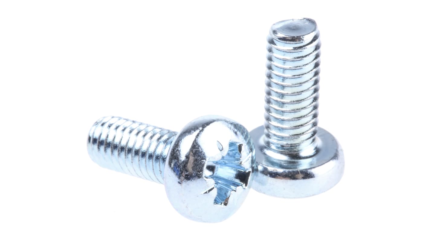 RS PRO Pozi Pan Steel Machine Screws DIN 7985, M4x10mm