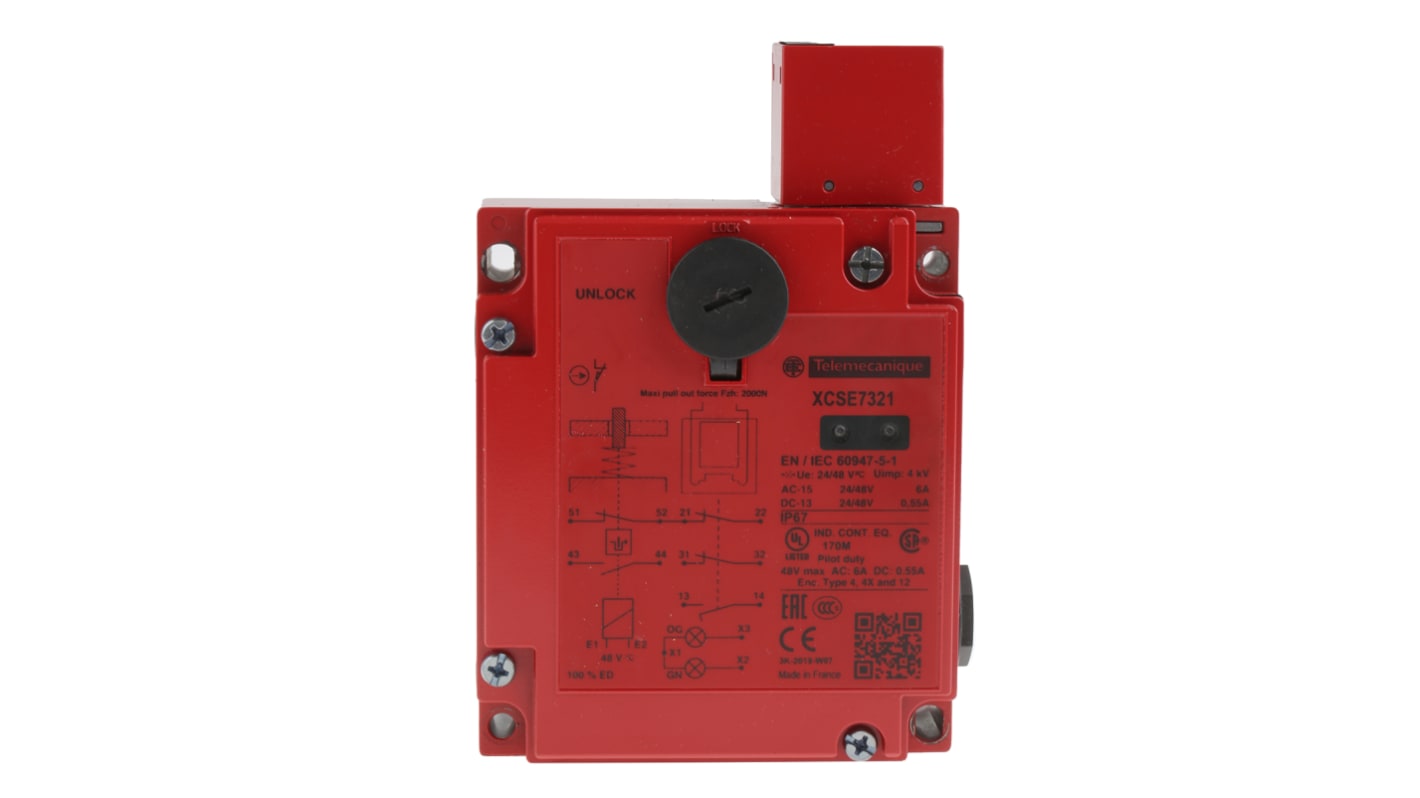 Telemecanique Sensors XCS E Magnet-Verriegelungsschalter, Entriegelt bei Spannung, 48V ac/dc inkl.Betätiger, Preventa,