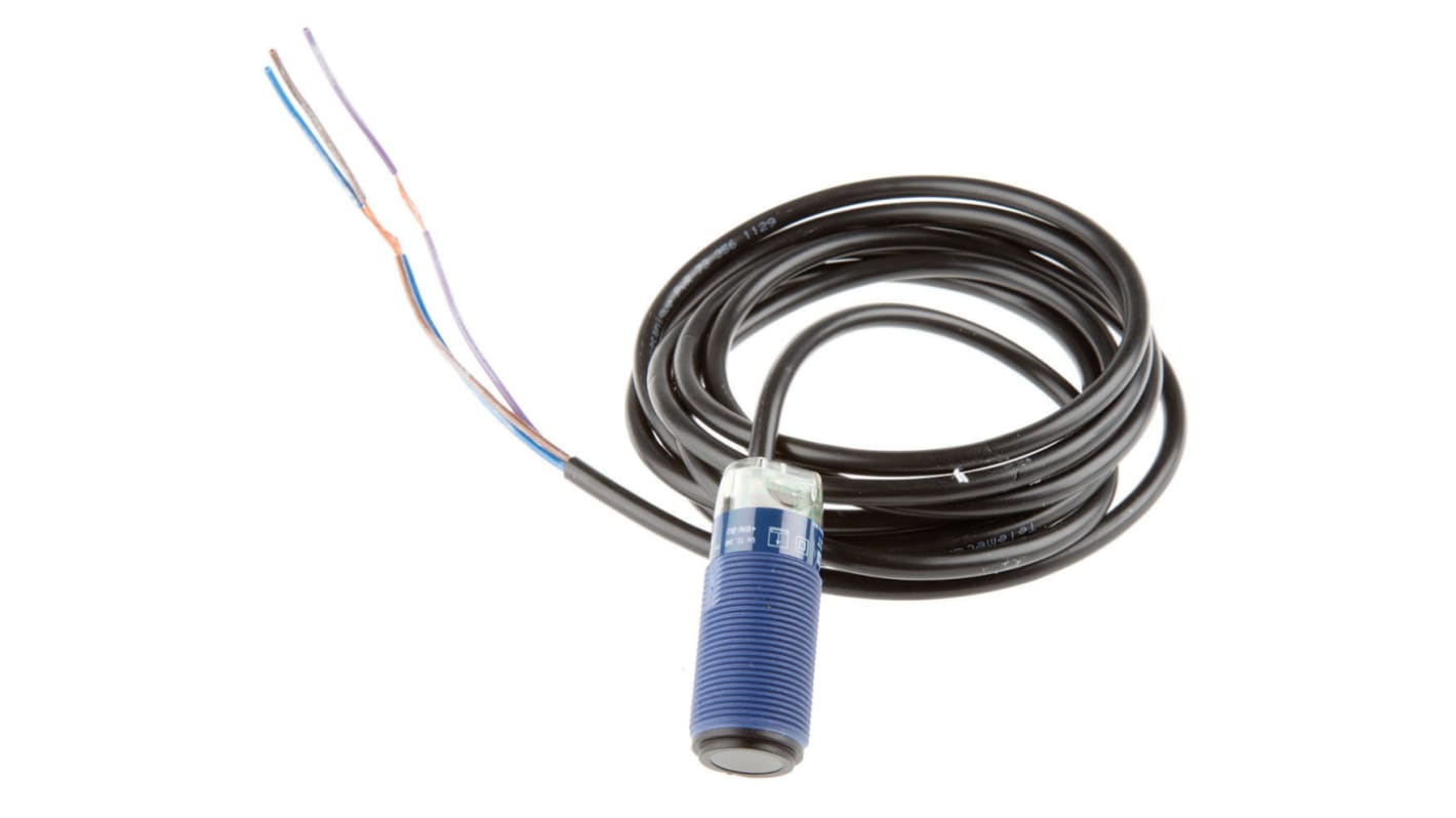 Fotocélula de cuerpo cilíndrico Telemecanique Sensors, Sistema Barrera de Luz, alcance 15 m, salida relé, Cable de 3