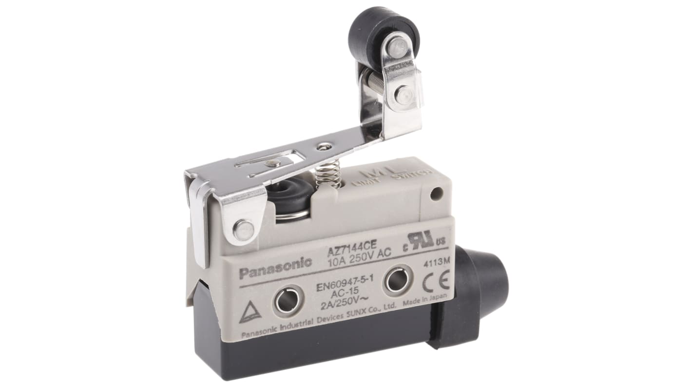 Panasonic AZ7 Series Lever Limit Switch, NO/NC, IP64, SPDT, 250V ac Max, 10A Max