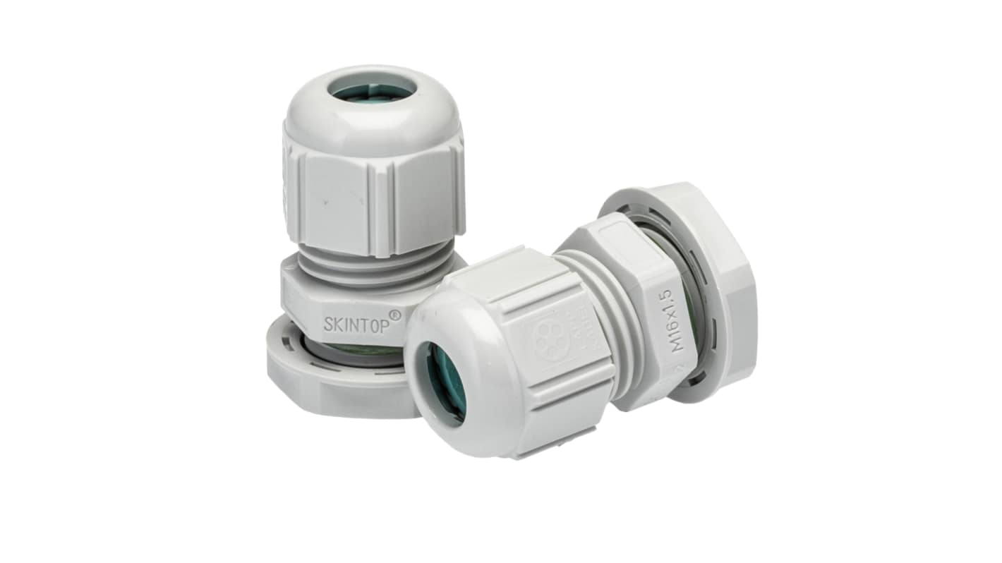 Lapp SKINTOP Series Grey Polyamide Cable Gland, M16 Thread, 4.5mm min., 9mm max., IP68