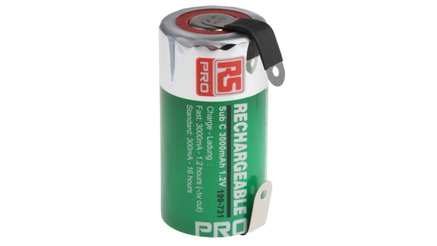 RS PRO RS PRO, 1.2V, SC, NiMH Rechargeable Battery, 3Ah