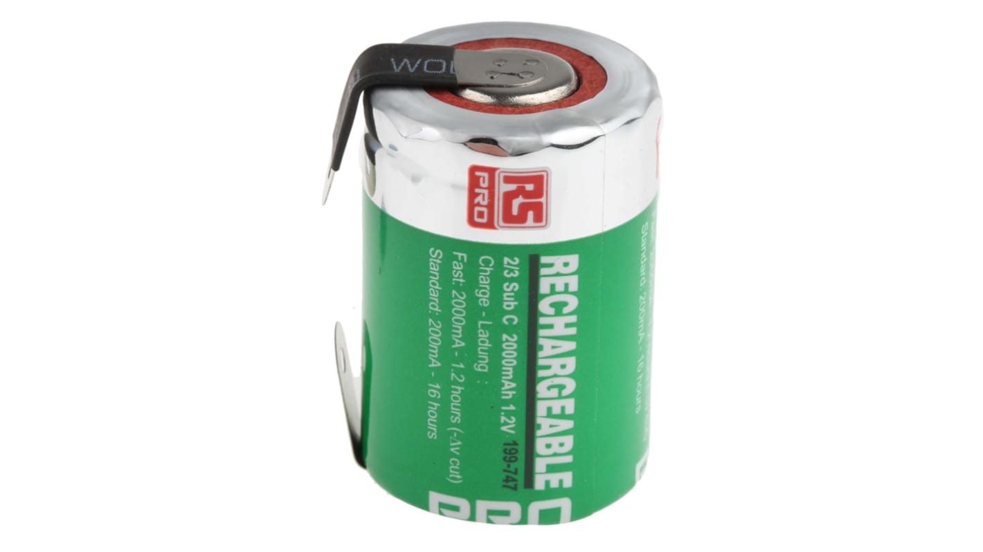 Accumulateur 1.2V 2Ah 2/3 SC NiMH RS PRO
