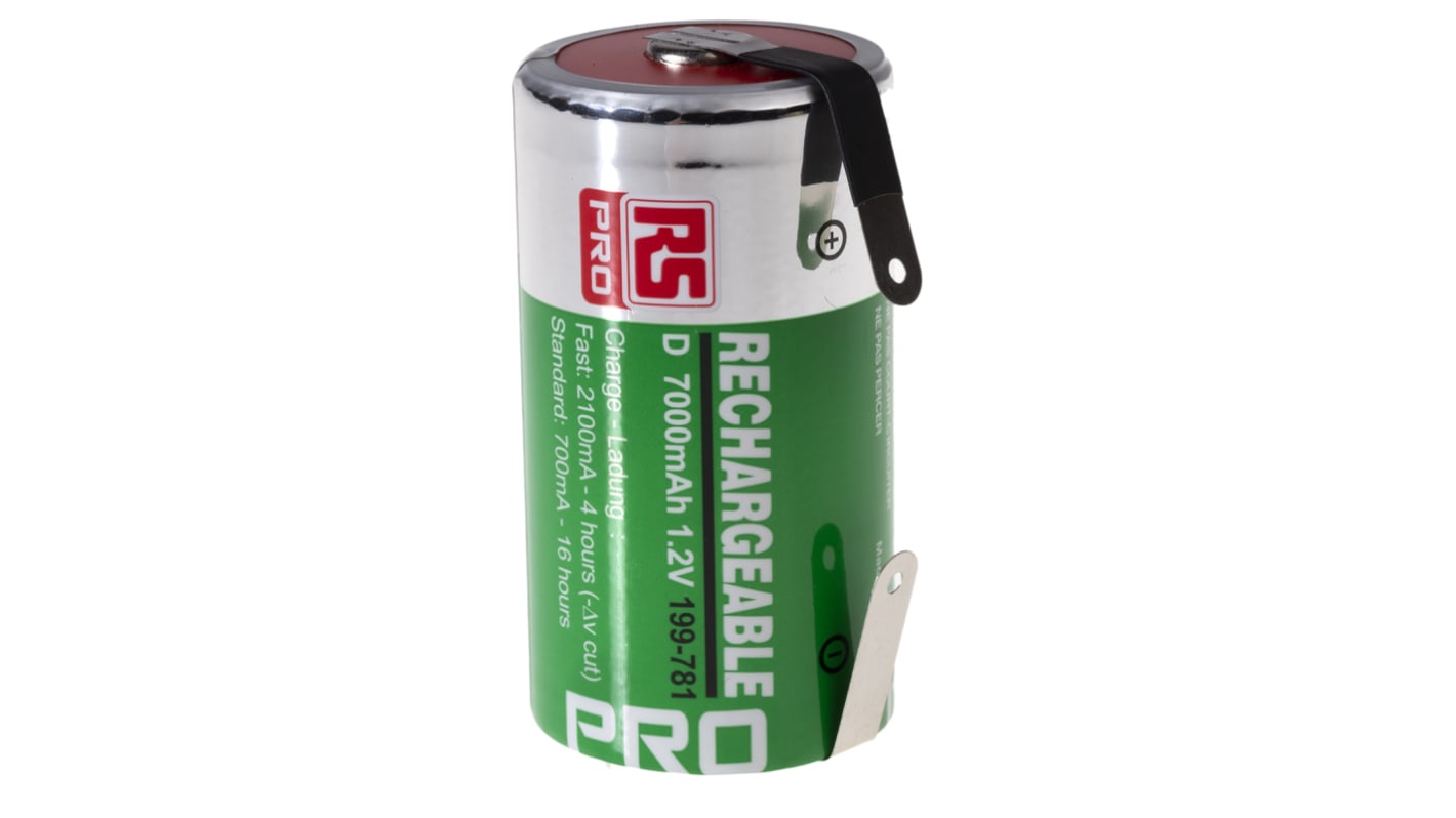 RS PRO RS PRO NiMH Rechargeable D Battery, 7Ah