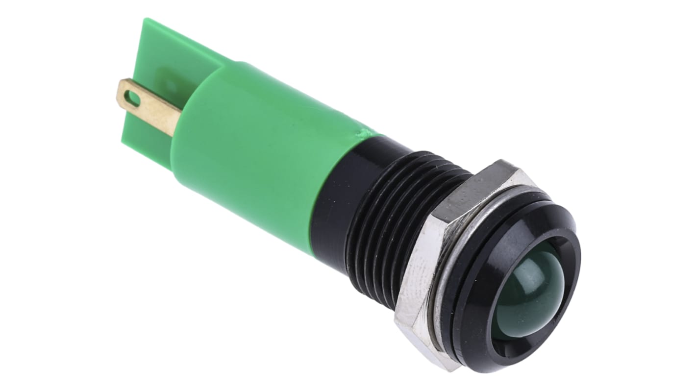 RS PRO Green Panel Mount Indicator, 24V dc, 14mm Mounting Hole Size, IP67