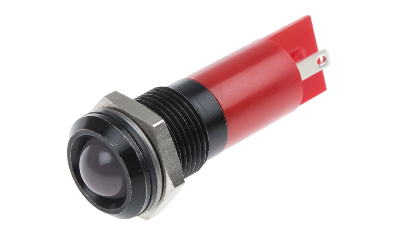 RS PRO 红色LED面板指示灯, 24V 交流/直流, 20mA, Φ14mm安装孔, 焊片端接, 凸型边框, IP67