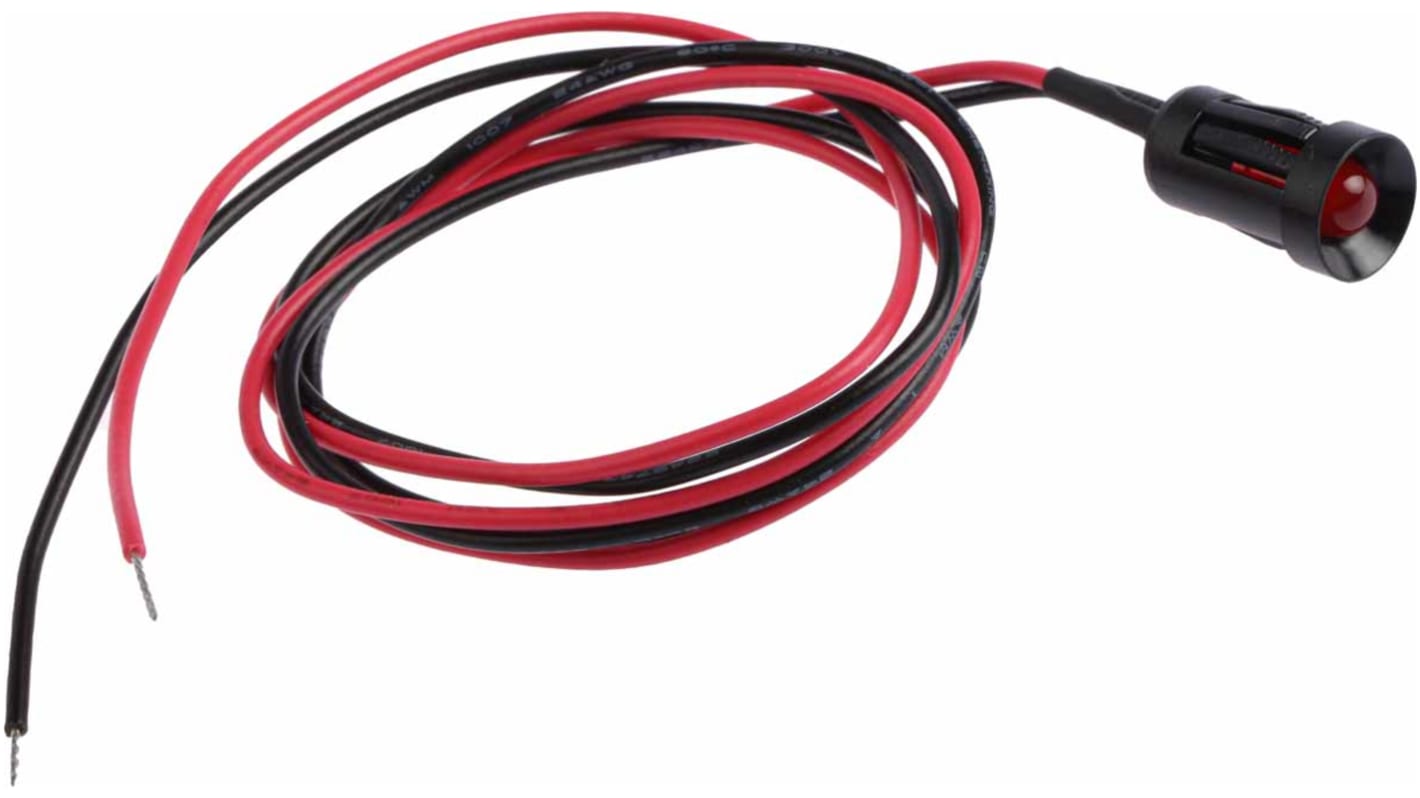 RS PRO LED Schalttafel-Anzeigelampe Rot 12V dc, Montage-Ø 8mm, Leiter