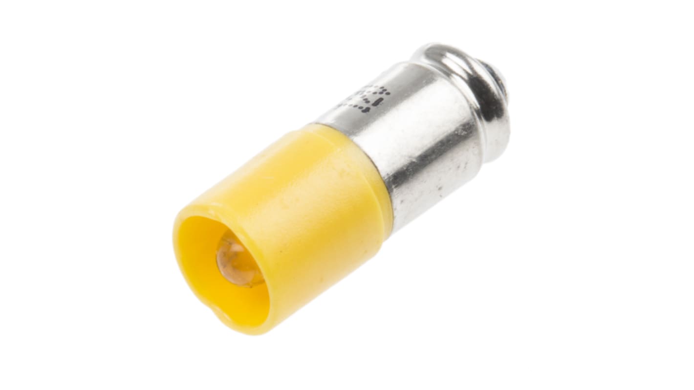 Bombilla para piloto luminoso LED RS PRO Amarillo, λ 587nm, 12V ac/dc / 14mA, 630mcd, 16 °, casquillo bayoneta, Ø 6mm