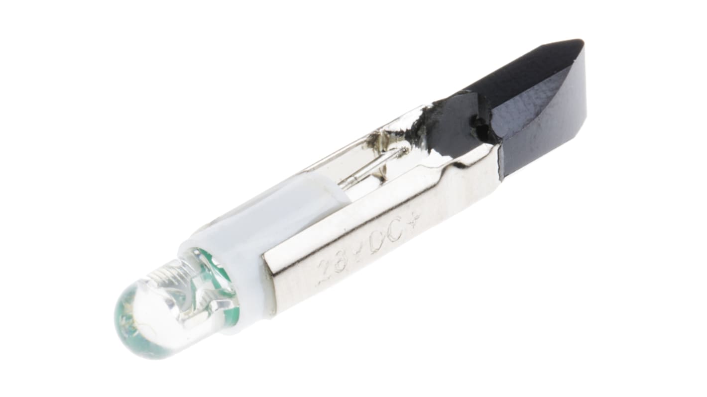 RS PRO Green LED Indicator Lamp, 28V ac/dc, Telephone Slide Base, 5.5mm Diameter, 2100mcd